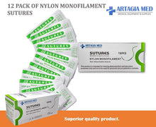 12 Pack of Suture Threads with Needles for Practice | for Practicing Sutures by Doctors, Medical Students, Veterinarians | Nylon 4/0 Suture Threads - for Practice and Educational Use Only