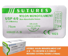 12 Pack of Suture Threads with Needles for Practice | for Practicing Sutures by Doctors, Medical Students, Veterinarians | Nylon 4/0 Suture Threads - for Practice and Educational Use Only